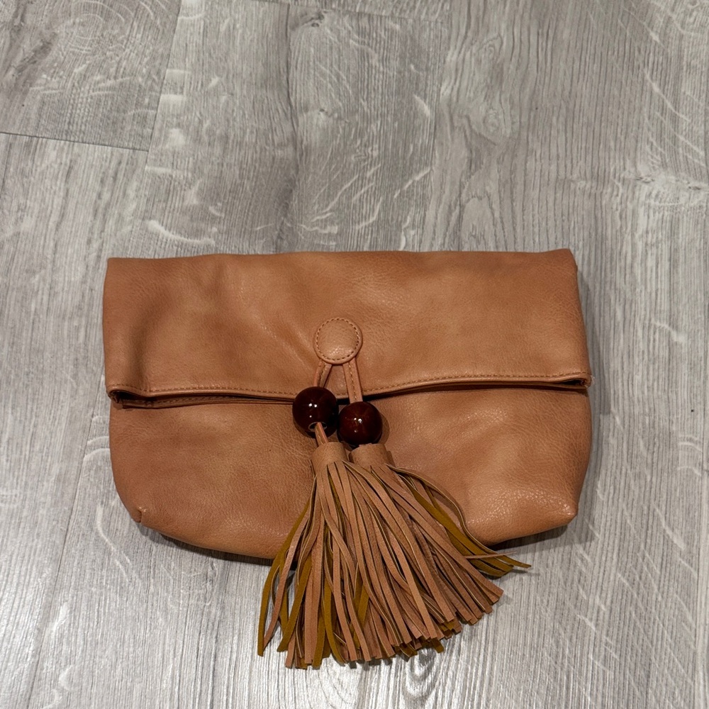 Elegant Brown Clutch with Tassel Detail